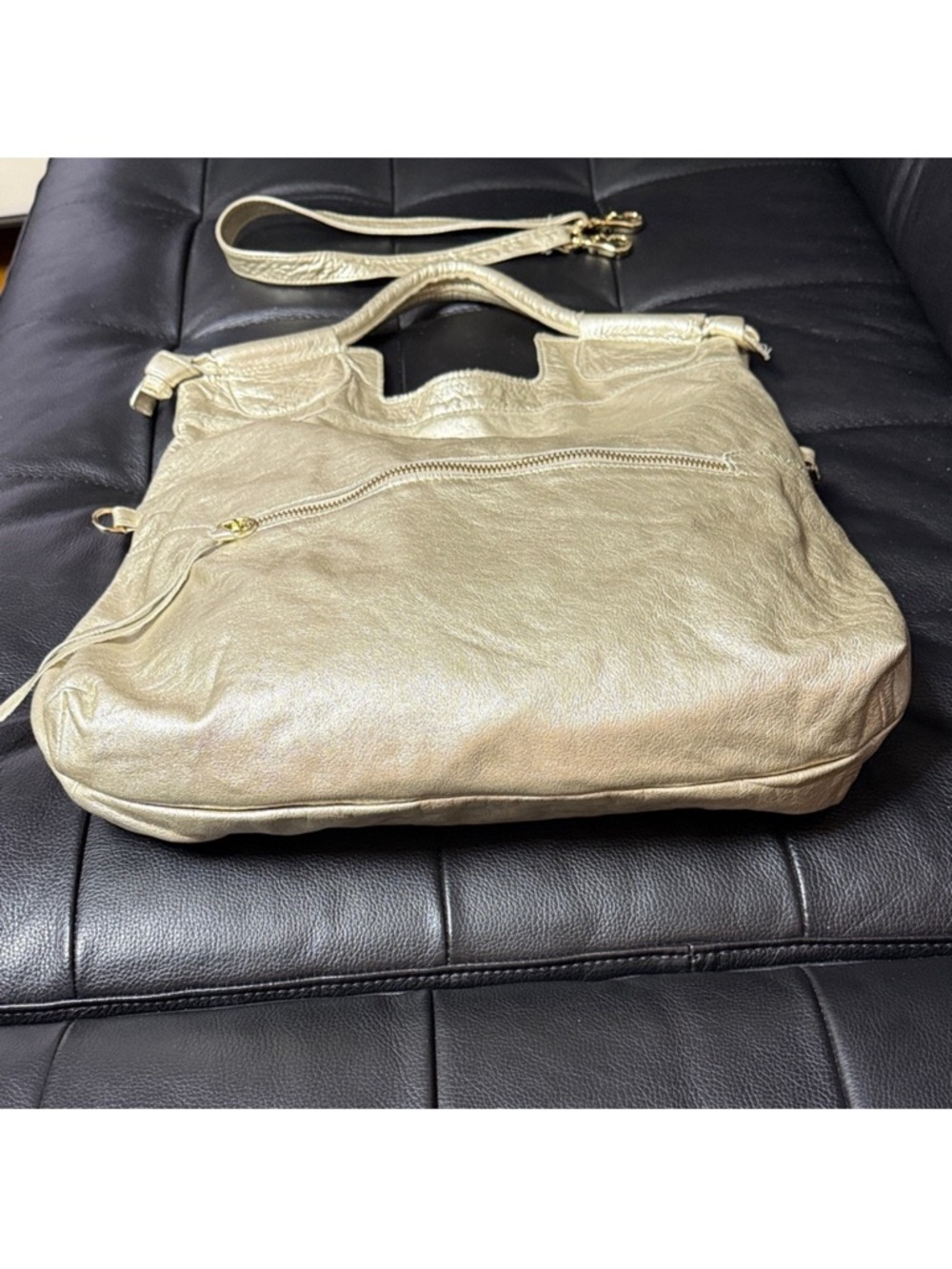 Foley + Corinna Metallic Gold Leather Shoulder Bag - Picture 4 of 15
